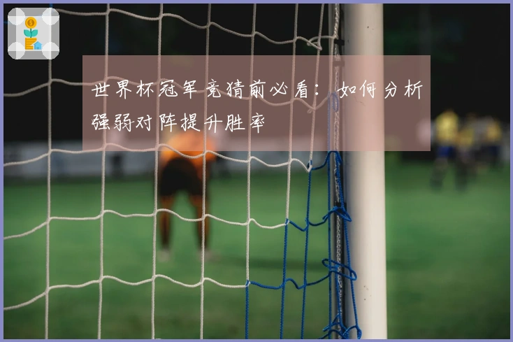 世界杯冠军竞猜前必看：如何分析强弱对阵提升胜率